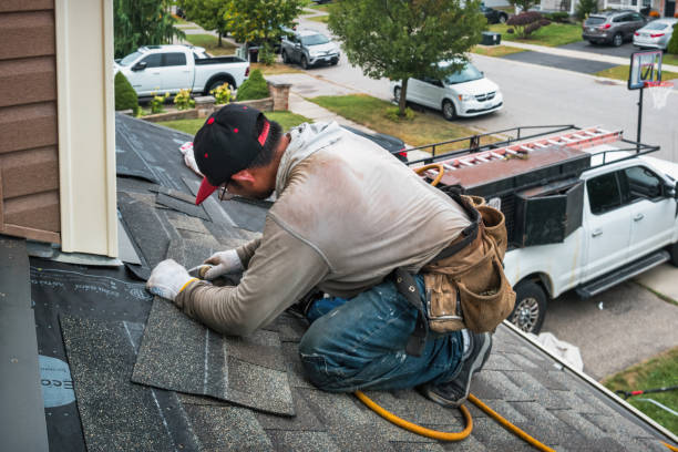 Professional Gutter Installation technician working in Wyldwood, TX